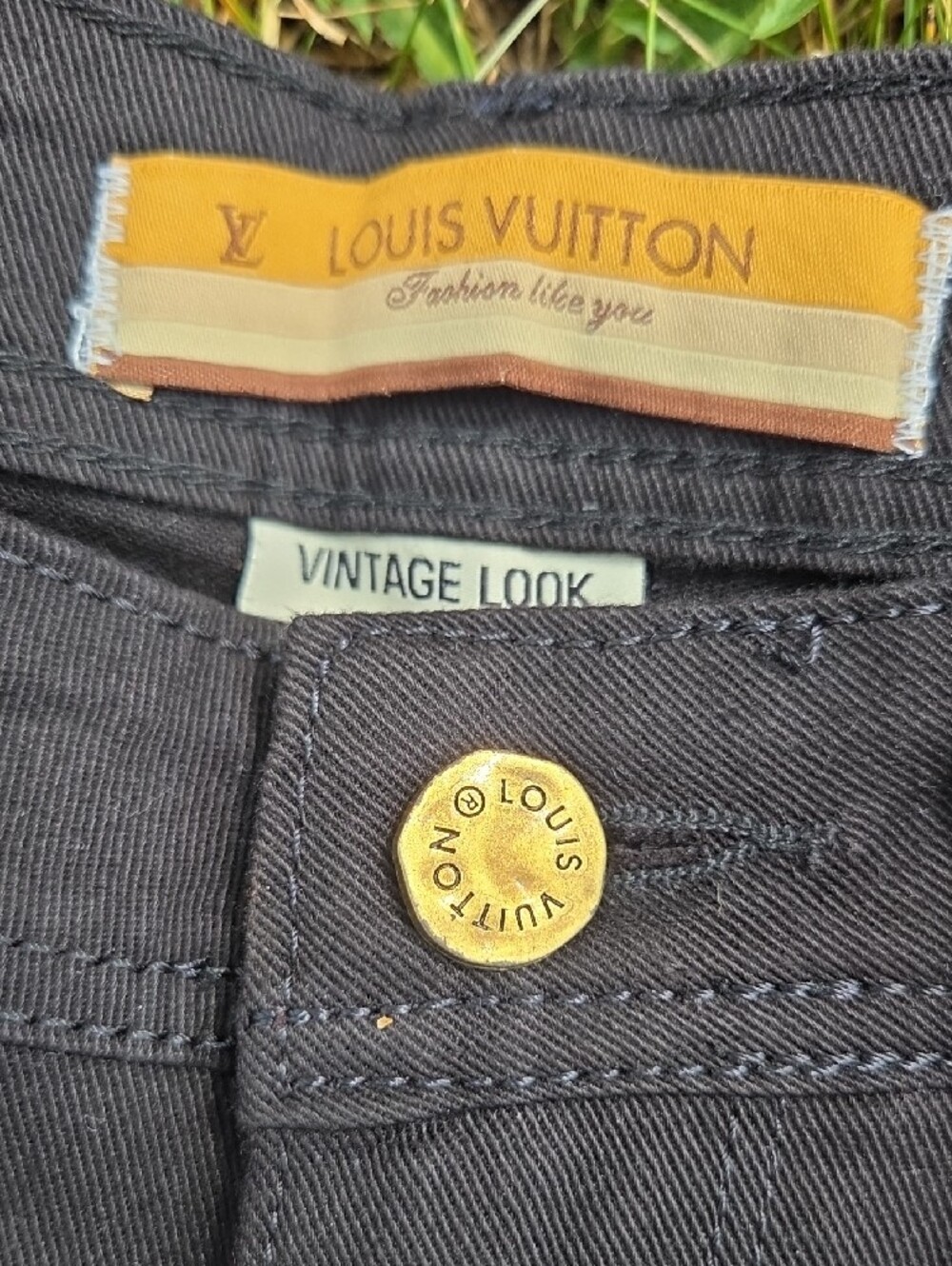 Louis Vuitton Black Bootcut Men's Jeans with Embossed LV Pocket